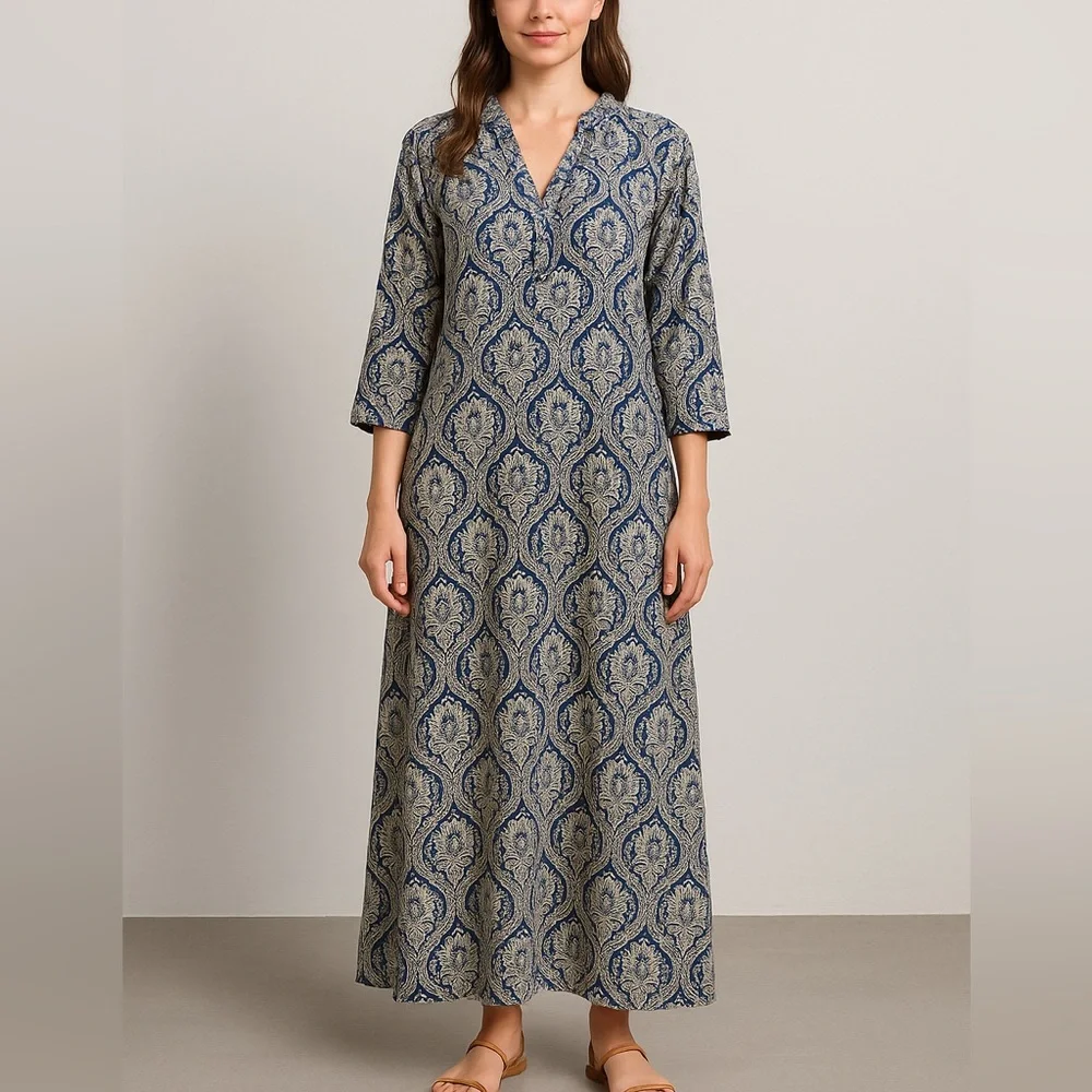 Roller Rabbit Maxi Kaftan Dress Floral Paisley - Picture 1 of 10